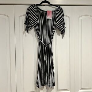 Aquavita Samira belted,‎ striped black and white dress small medium new tags